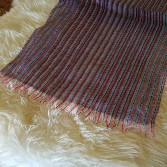 Soft light weight scarf/shawl PNK/BLU/GRN Striped - Picture 7 of 12